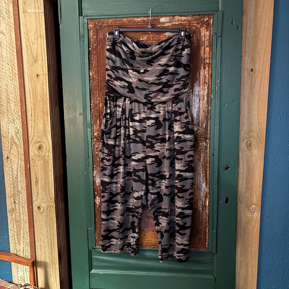 J for Justify Olive Camo Strapless Jumpsuit
